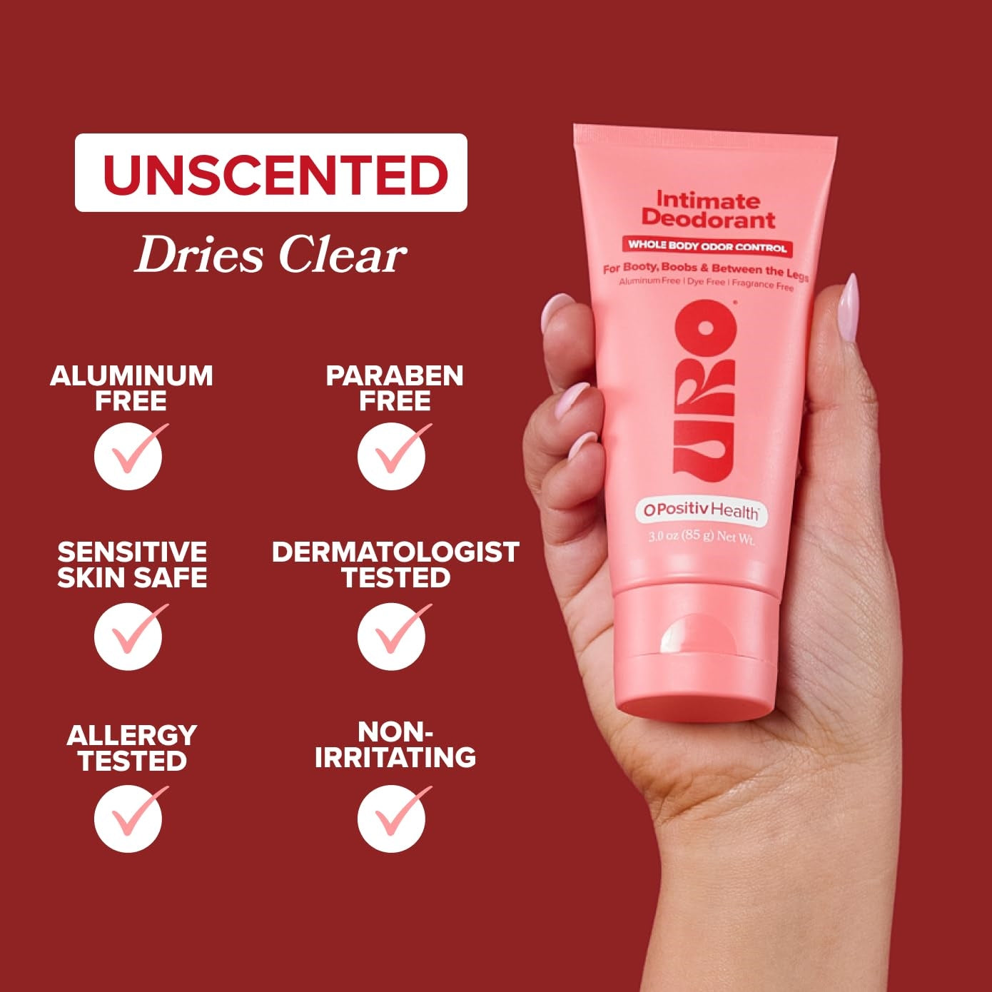OPositiv URO Intimate Whole Body Deodorant Cream 3-pack
